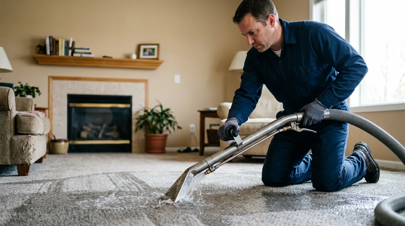 Water damage restoration technician working near Butte Des Morts, WI